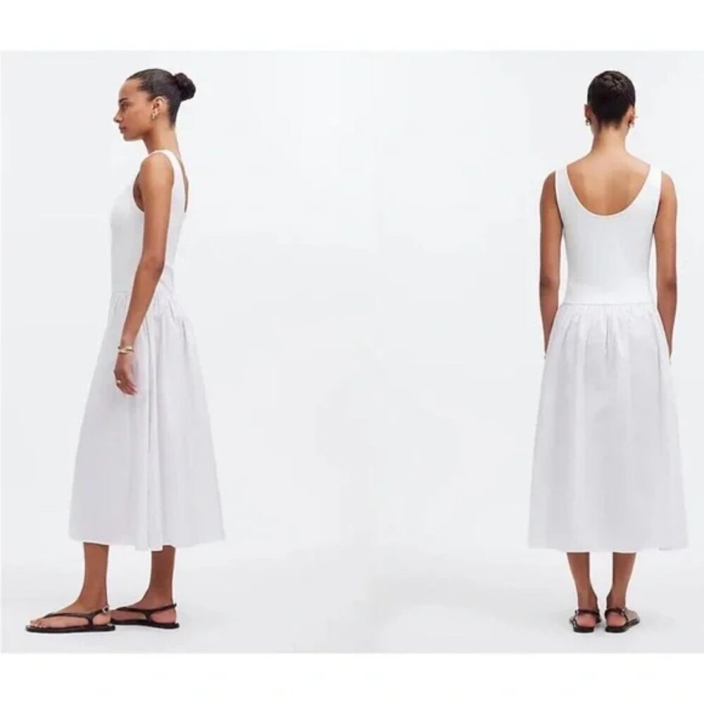 Madewell white sleeveless midi drop waist dress size medium - Picture 2 of 6